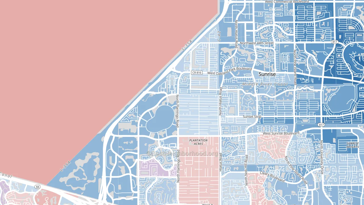 33323, FL block-group political-lean map