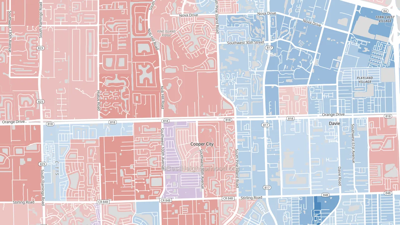 33328, FL block-group political-lean map
