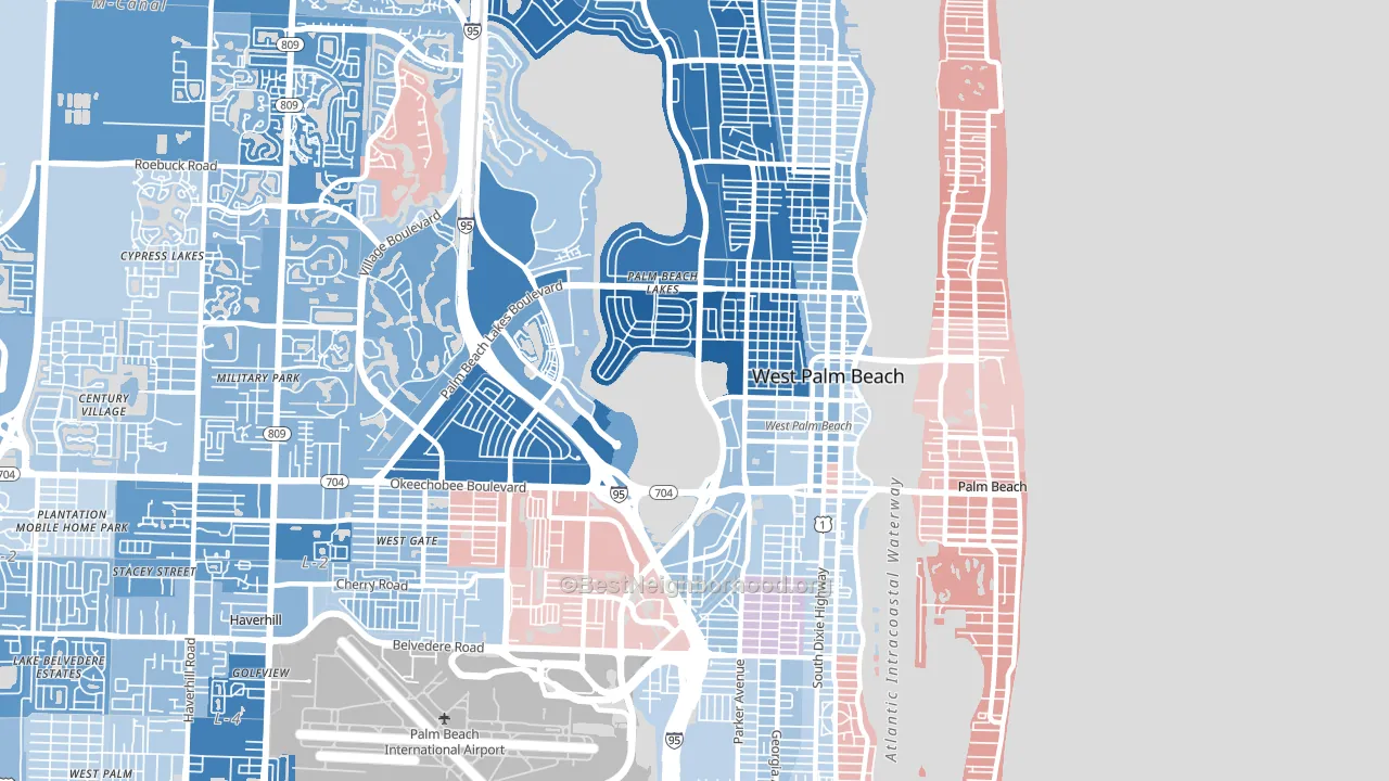 33401, FL block-group political-lean map