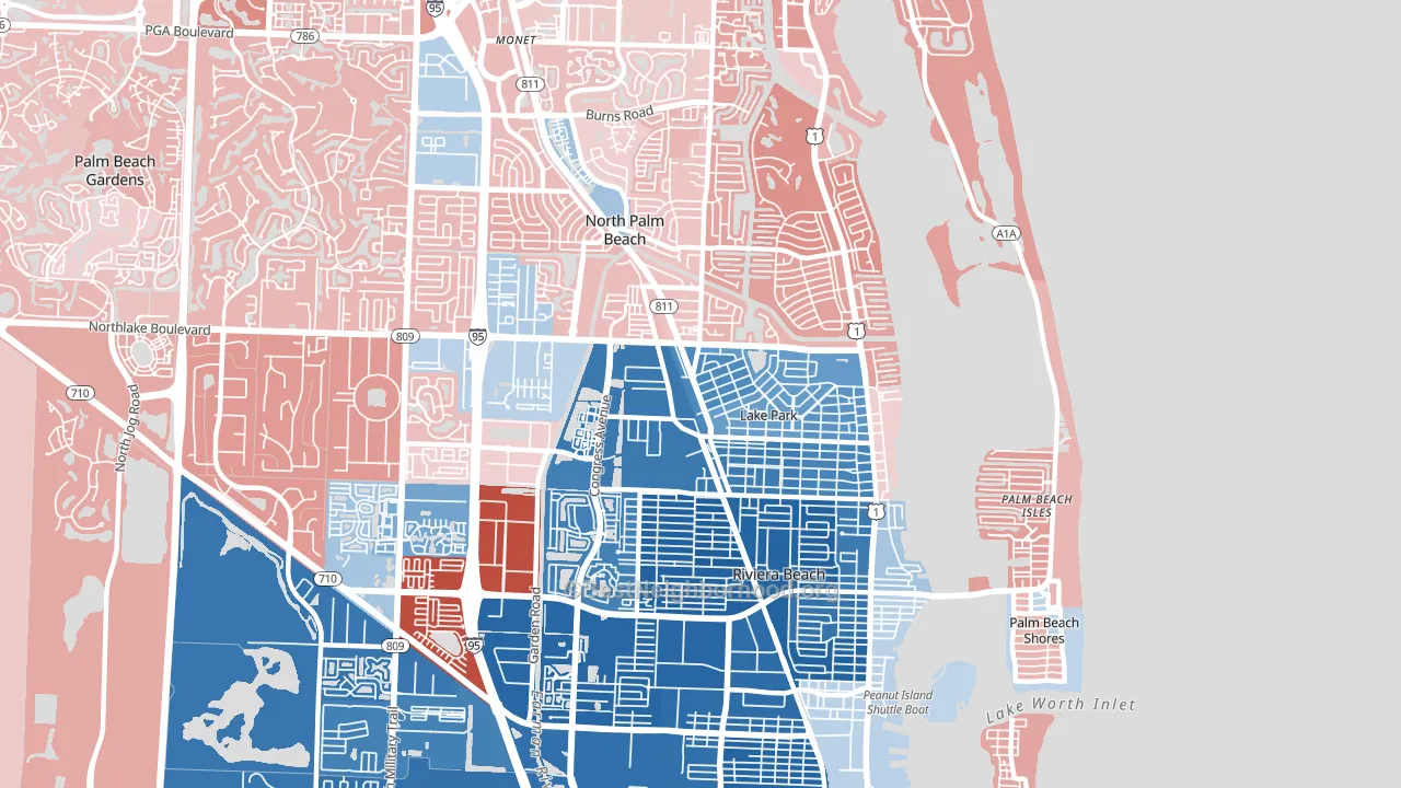 33403, FL block-group political-lean map