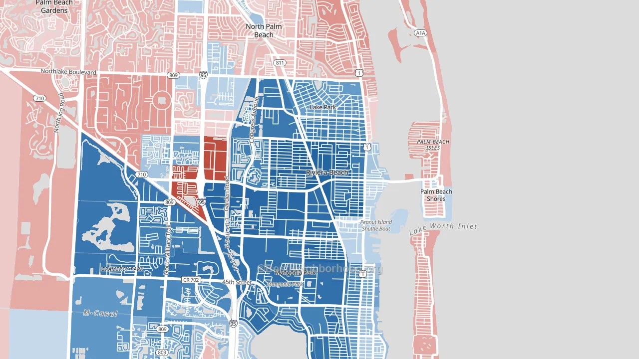 33404, FL block-group political-lean map