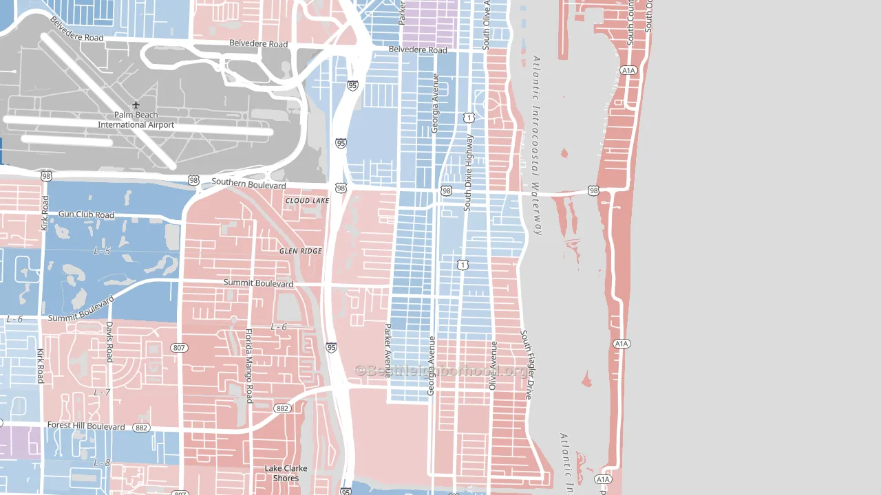 33405, FL block-group political-lean map