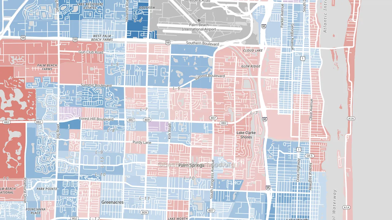 33406, FL block-group political-lean map