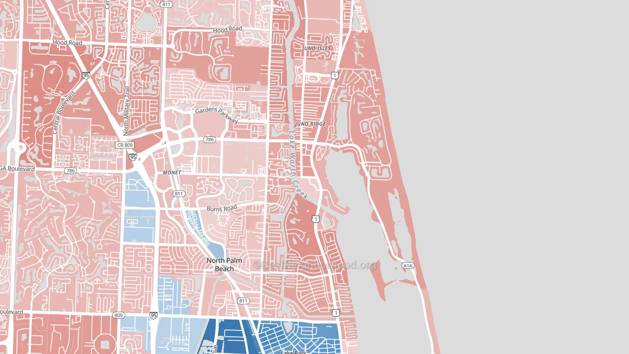 33408, FL block-group political-lean map
