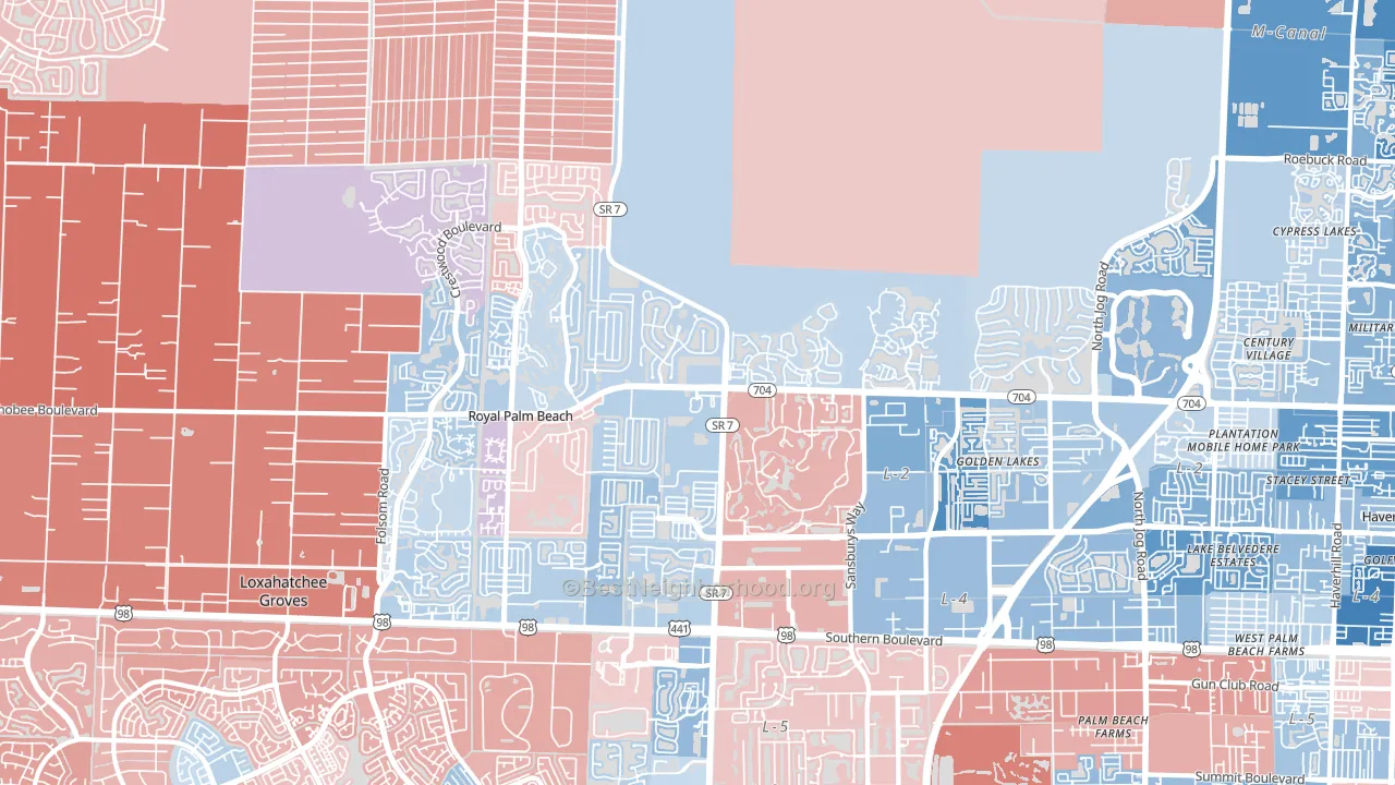 33411, FL block-group political-lean map
