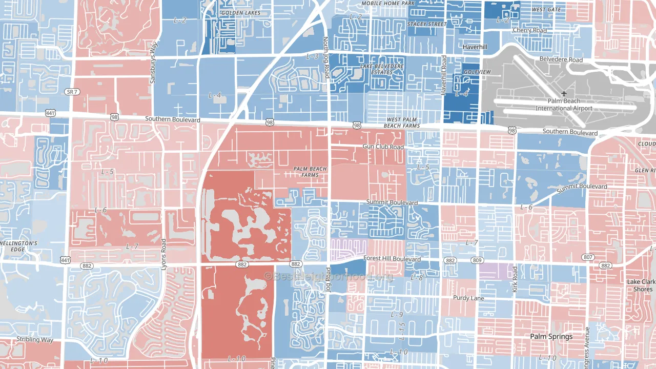 33413, FL block-group political-lean map