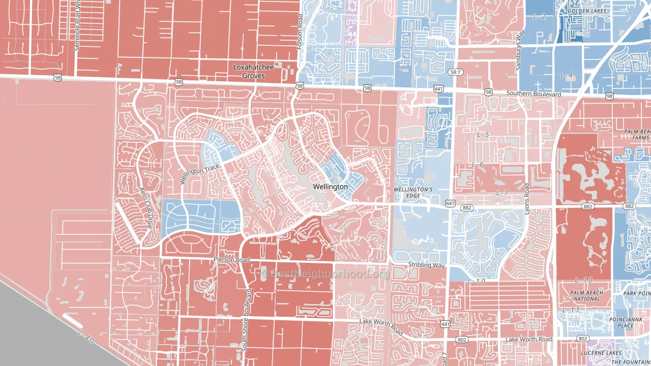 33414, FL block-group political-lean map