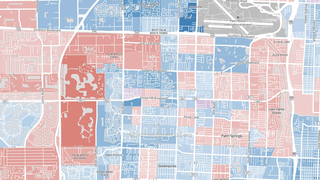 33415, FL block-group political-lean map