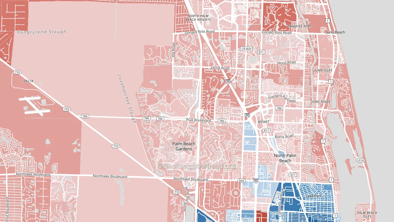 33418, FL block-group political-lean map