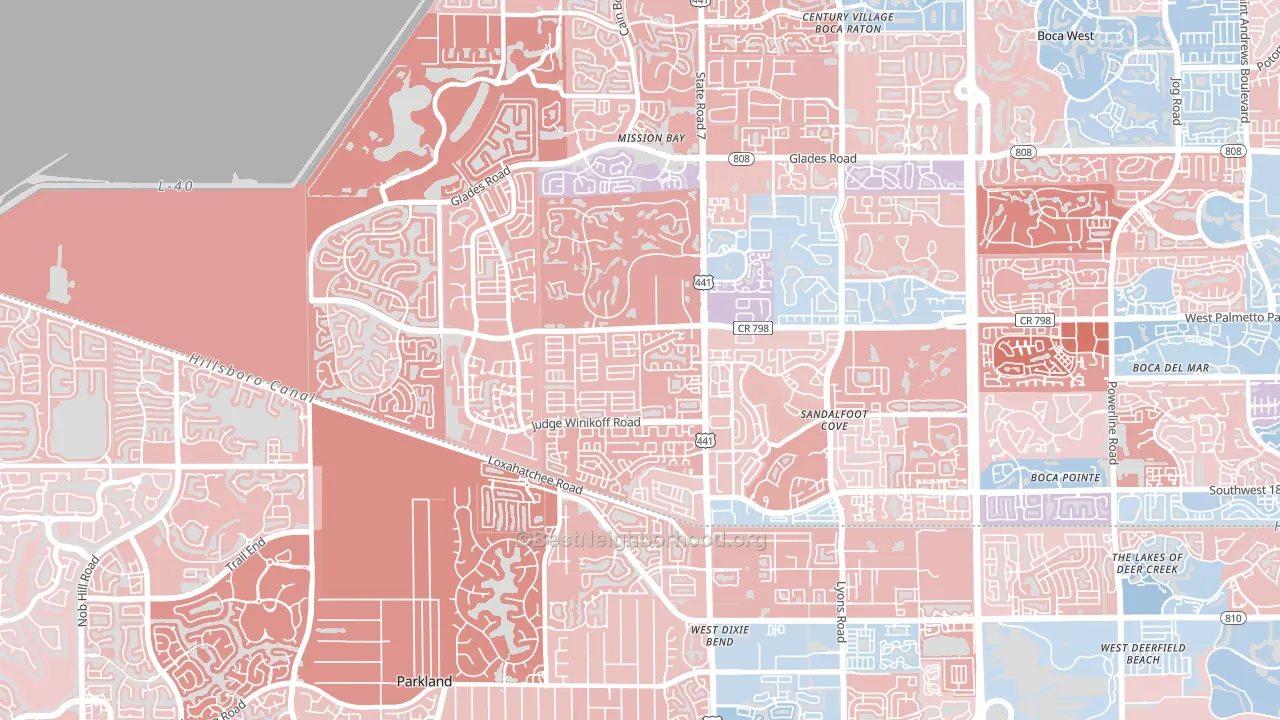 33428, FL block-group political-lean map