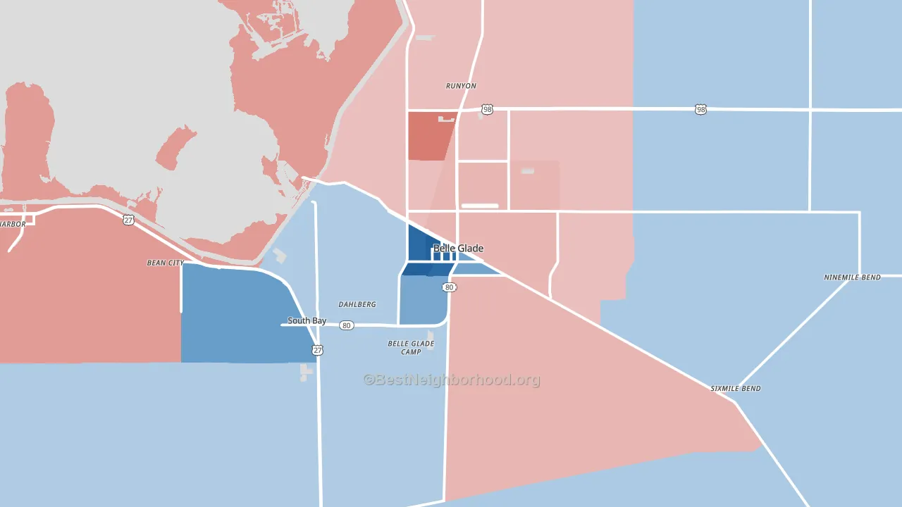 33430, FL block-group political-lean map