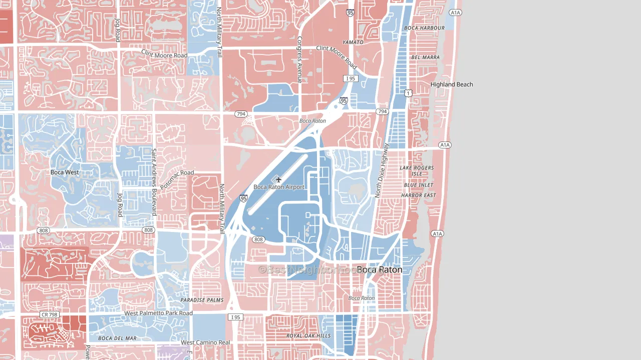 33431, FL block-group political-lean map
