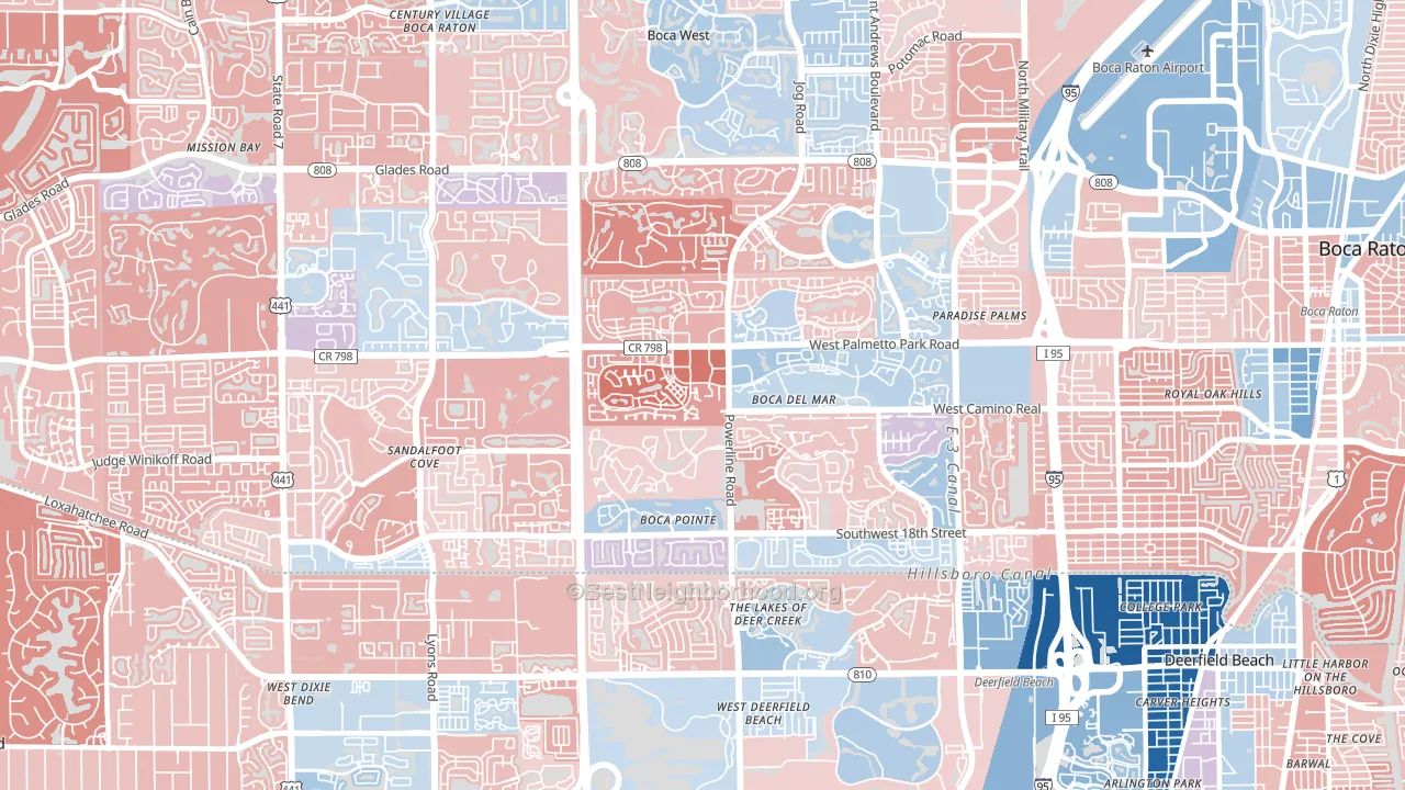 33433, FL block-group political-lean map
