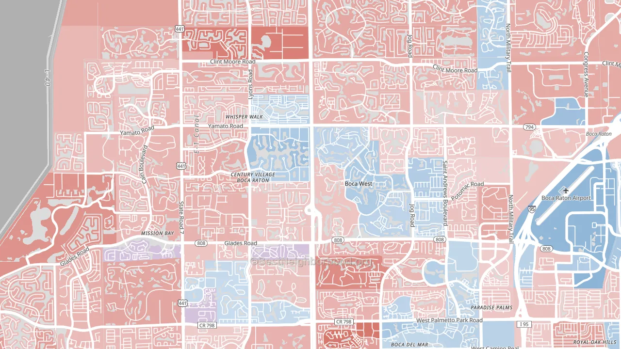 33434, FL block-group political-lean map