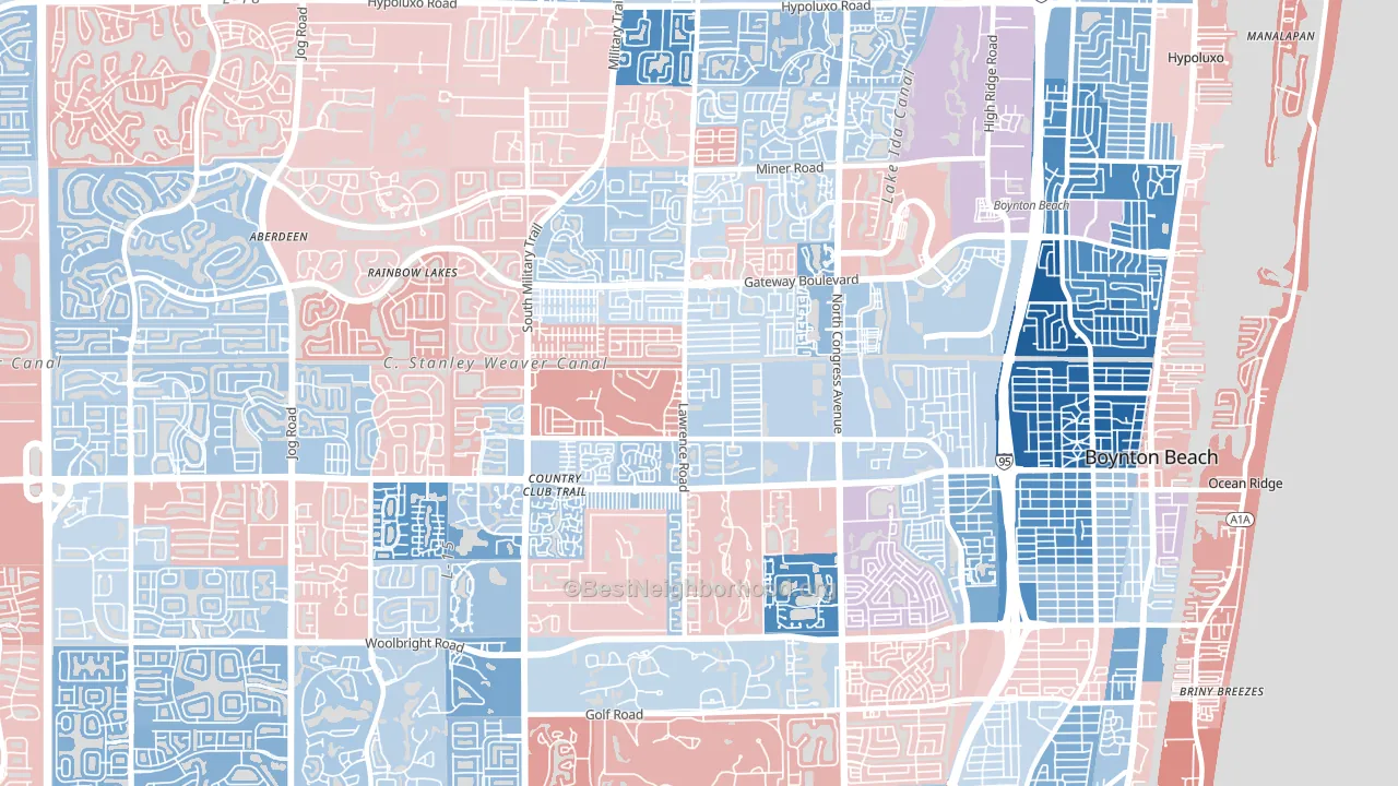 33436, FL block-group political-lean map