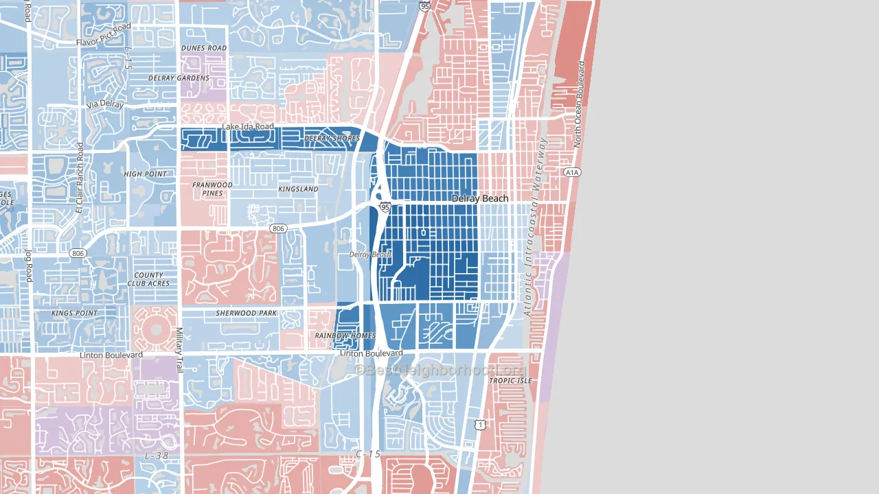 33444, FL block-group political-lean map