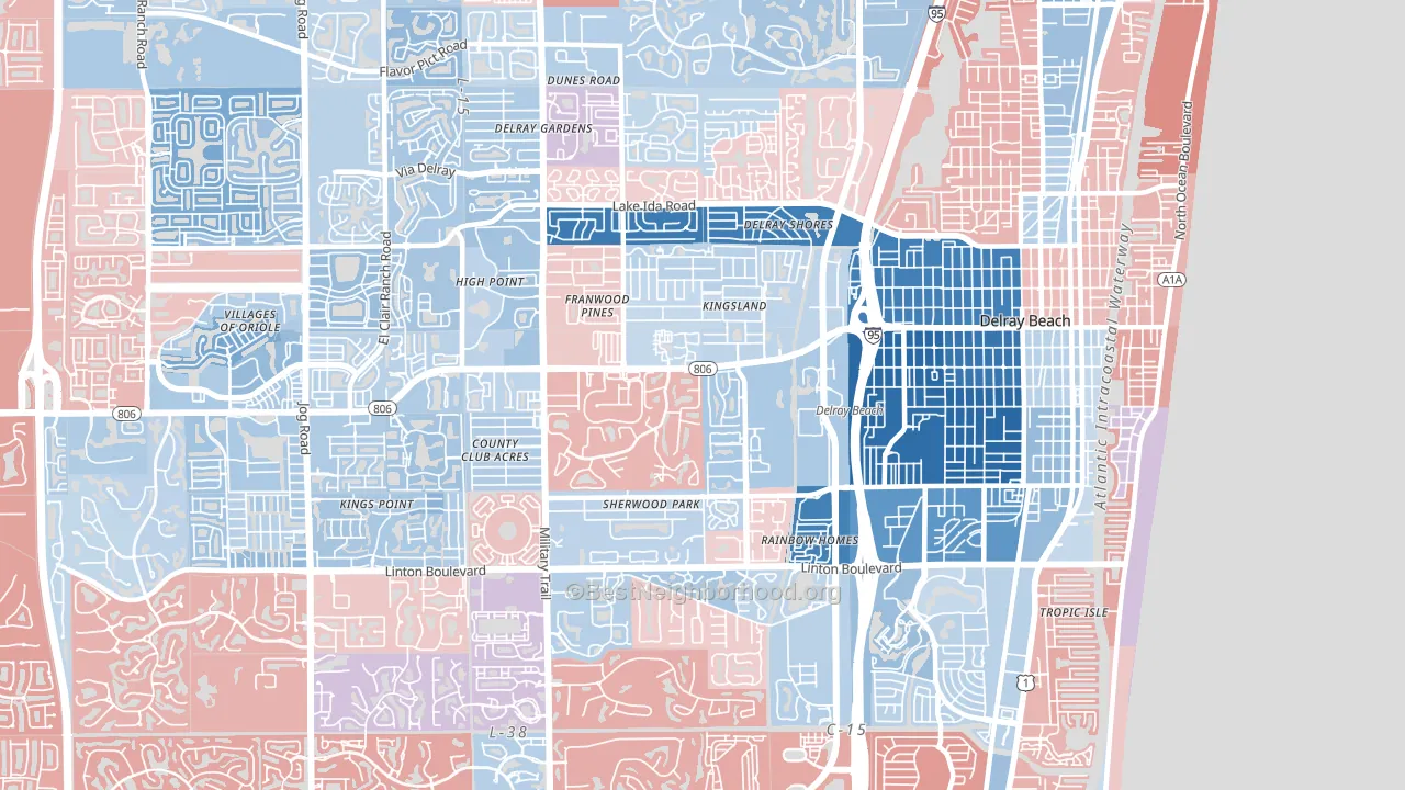 33445, FL block-group political-lean map