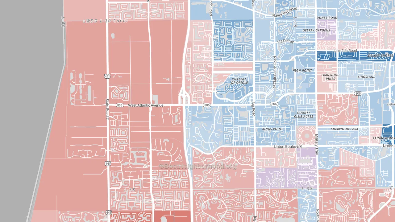 33446, FL block-group political-lean map