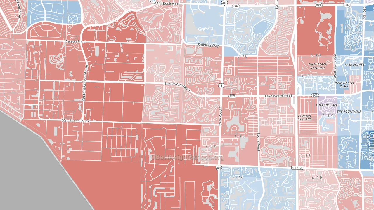 33449, FL block-group political-lean map