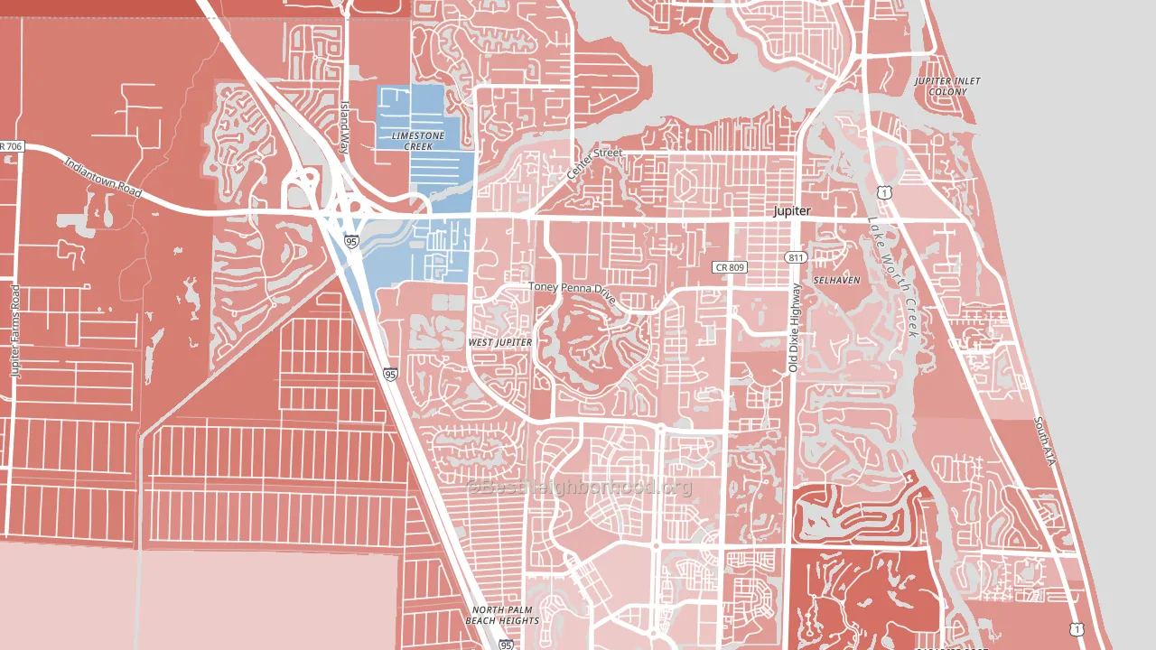 33458, FL block-group political-lean map