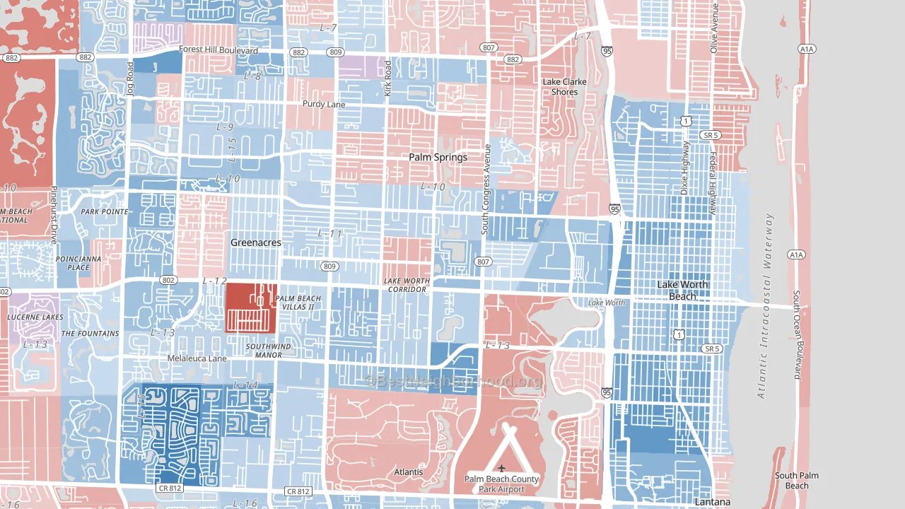 33461, FL block-group political-lean map
