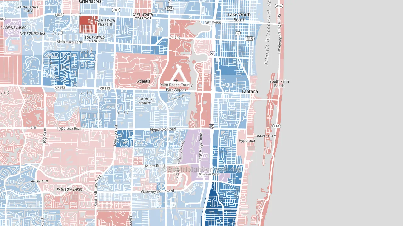 33462, FL block-group political-lean map