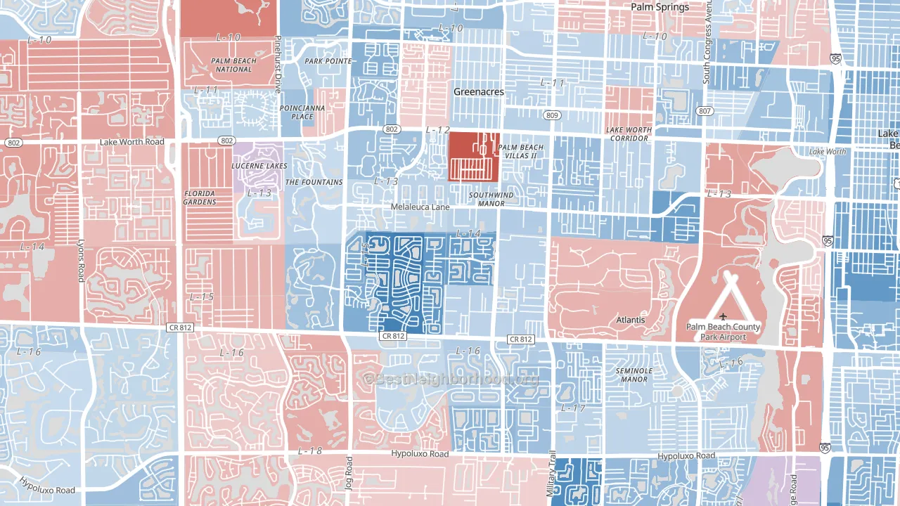 33463, FL block-group political-lean map