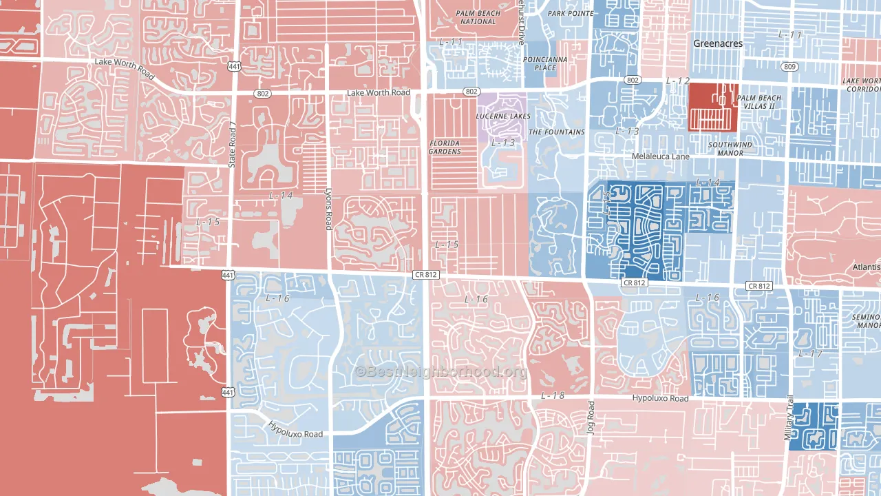 33467, FL block-group political-lean map