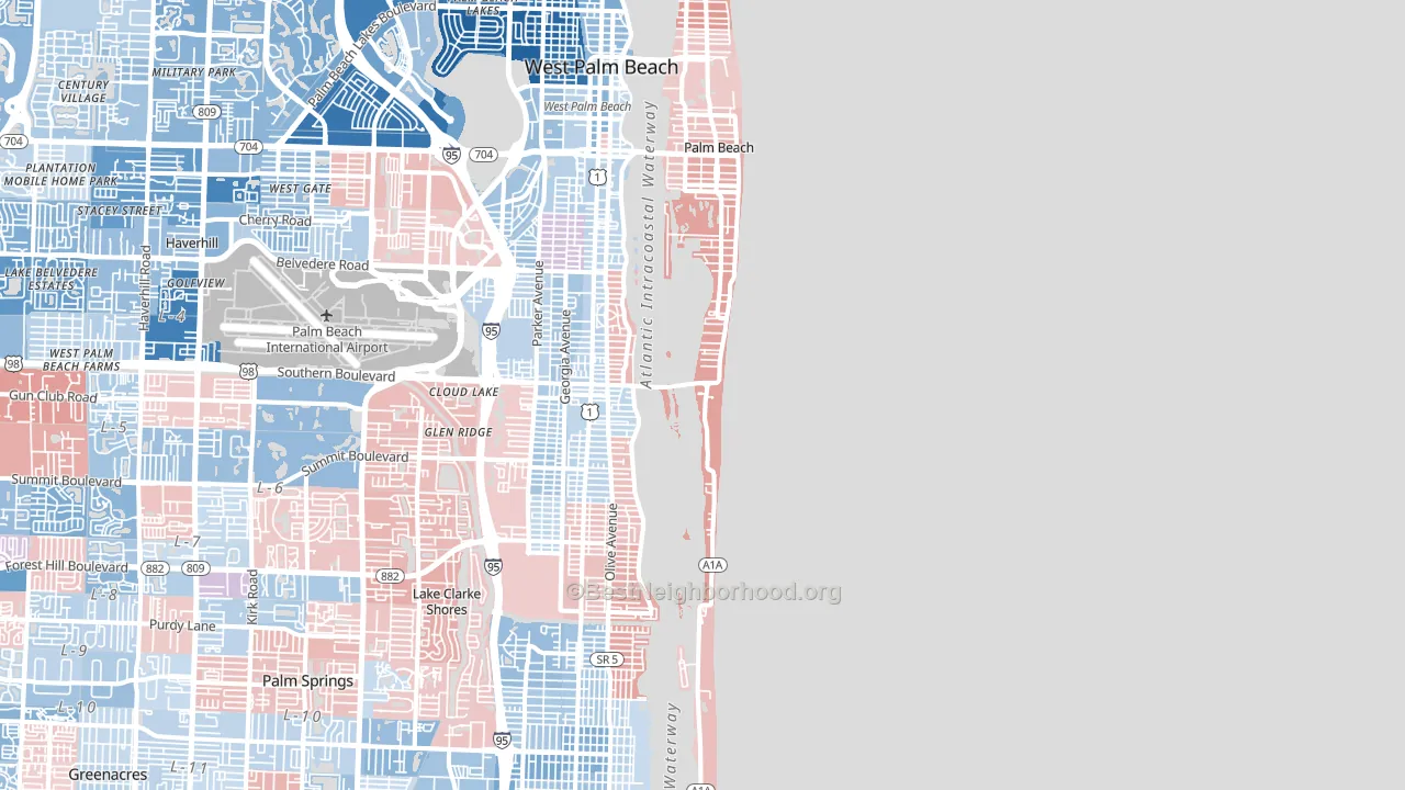 33480, FL block-group political-lean map