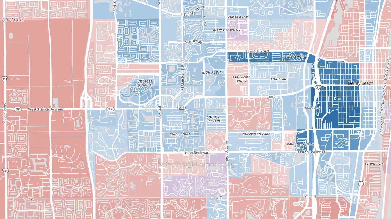 33484, FL block-group political-lean map