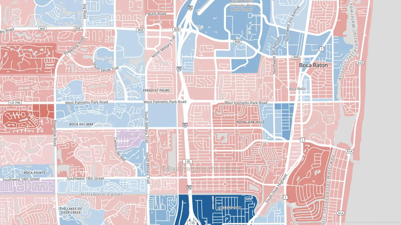 33486, FL block-group political-lean map
