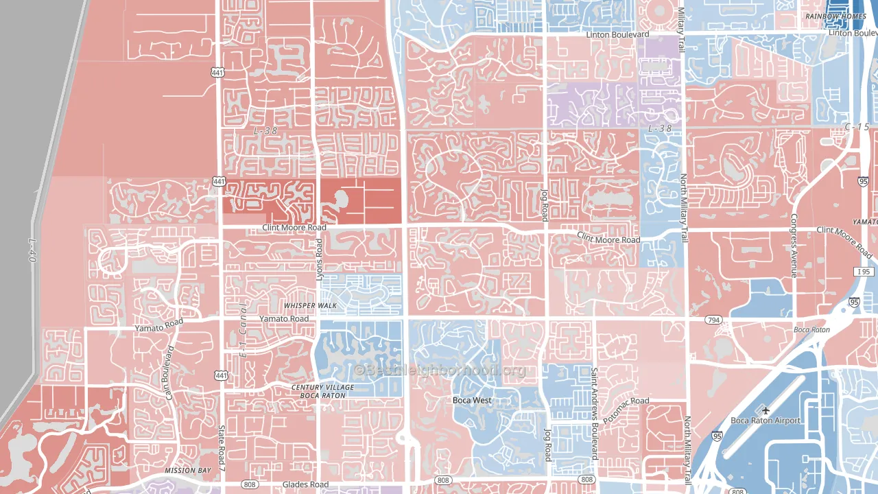 33496, FL block-group political-lean map