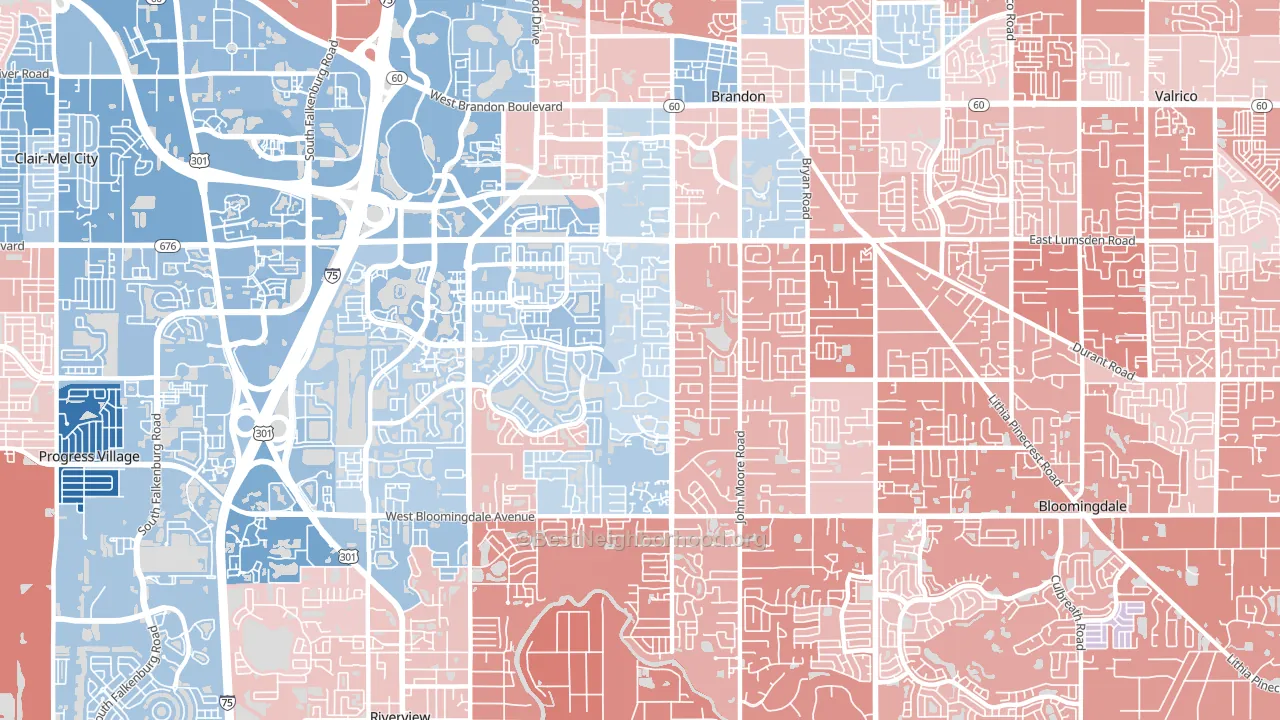 33511, FL block-group political-lean map