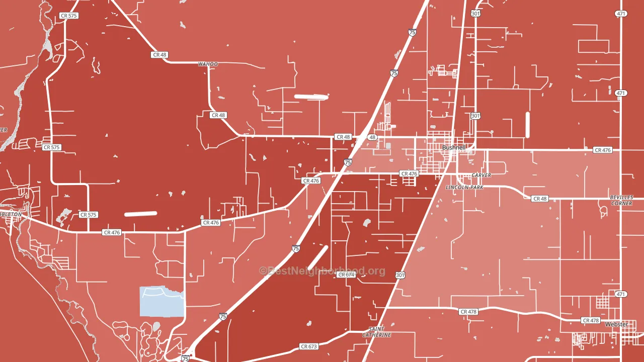 33513, FL block-group political-lean map