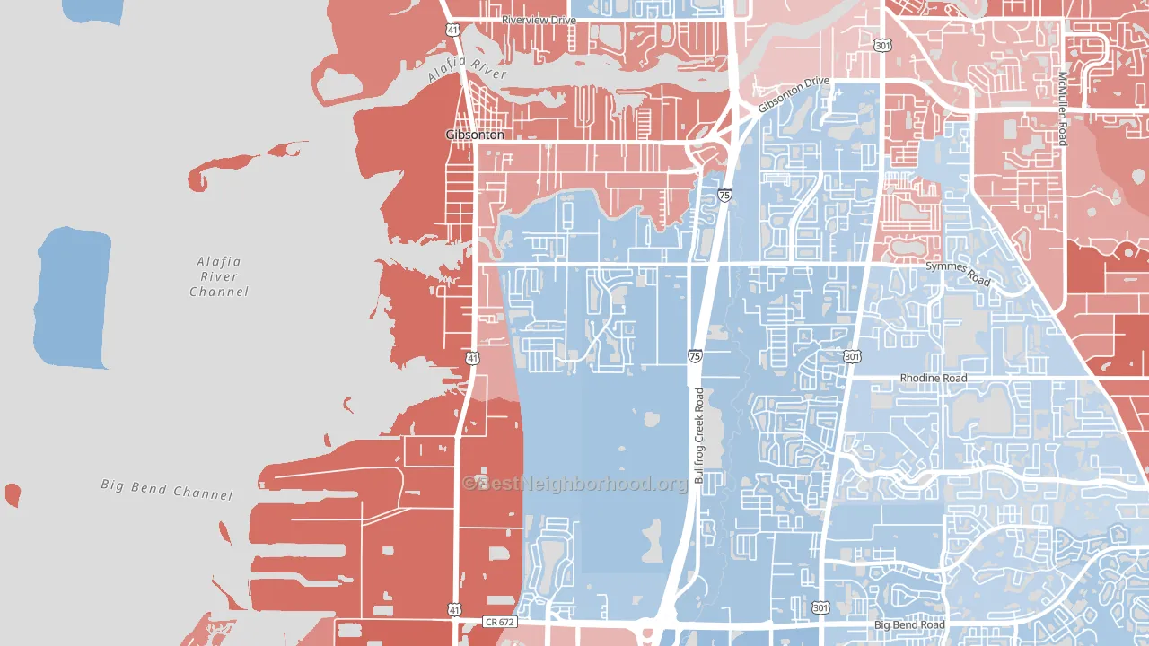 33534, FL block-group political-lean map