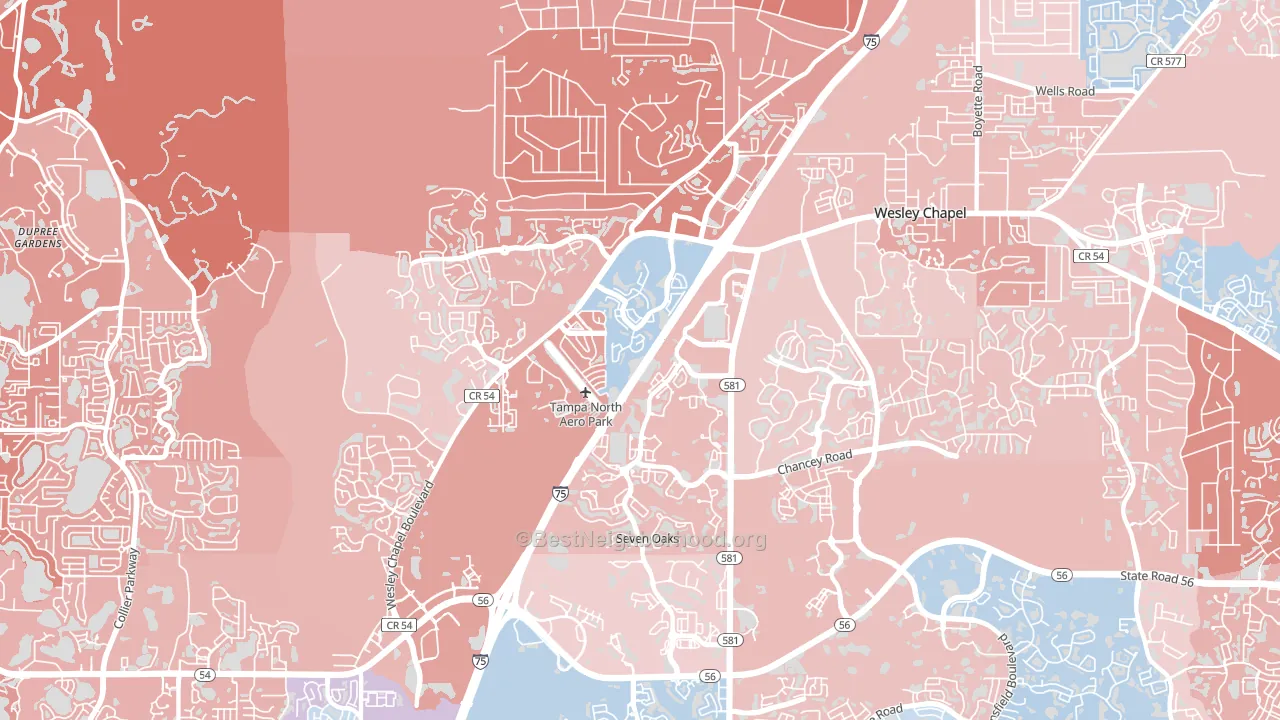 33544, FL block-group political-lean map