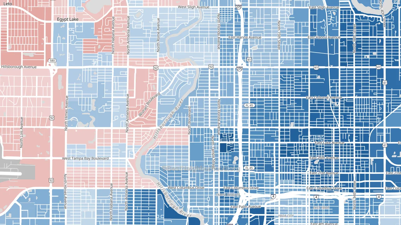 33603, FL block-group political-lean map