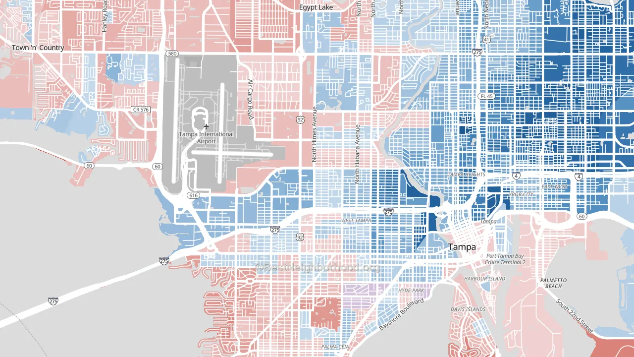 33607, FL block-group political-lean map