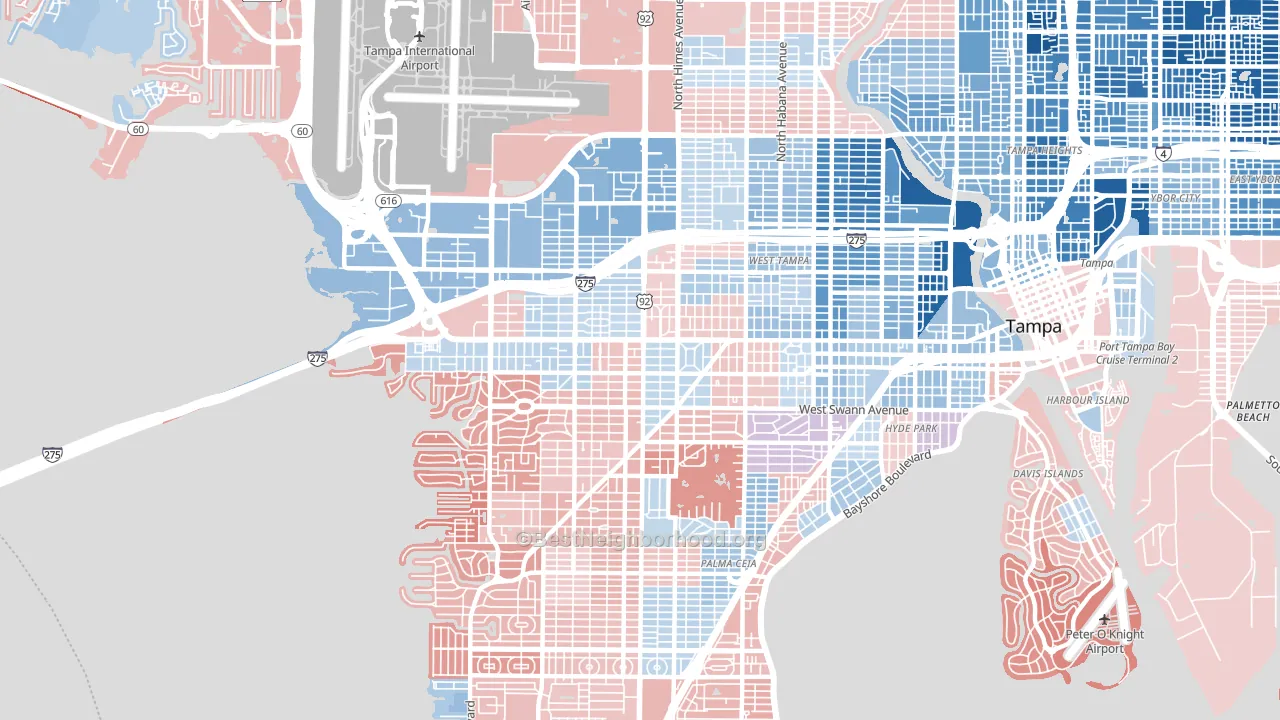 33609, FL block-group political-lean map