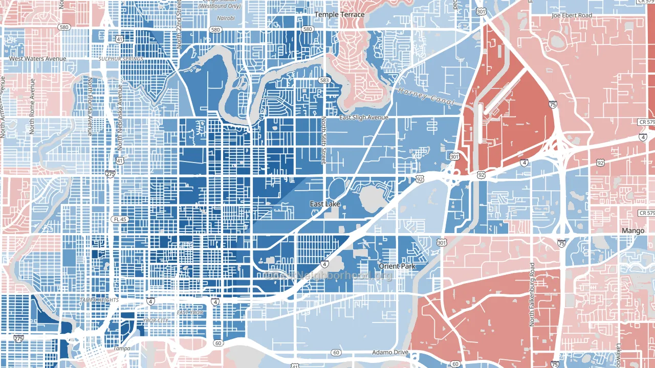 33610, FL block-group political-lean map