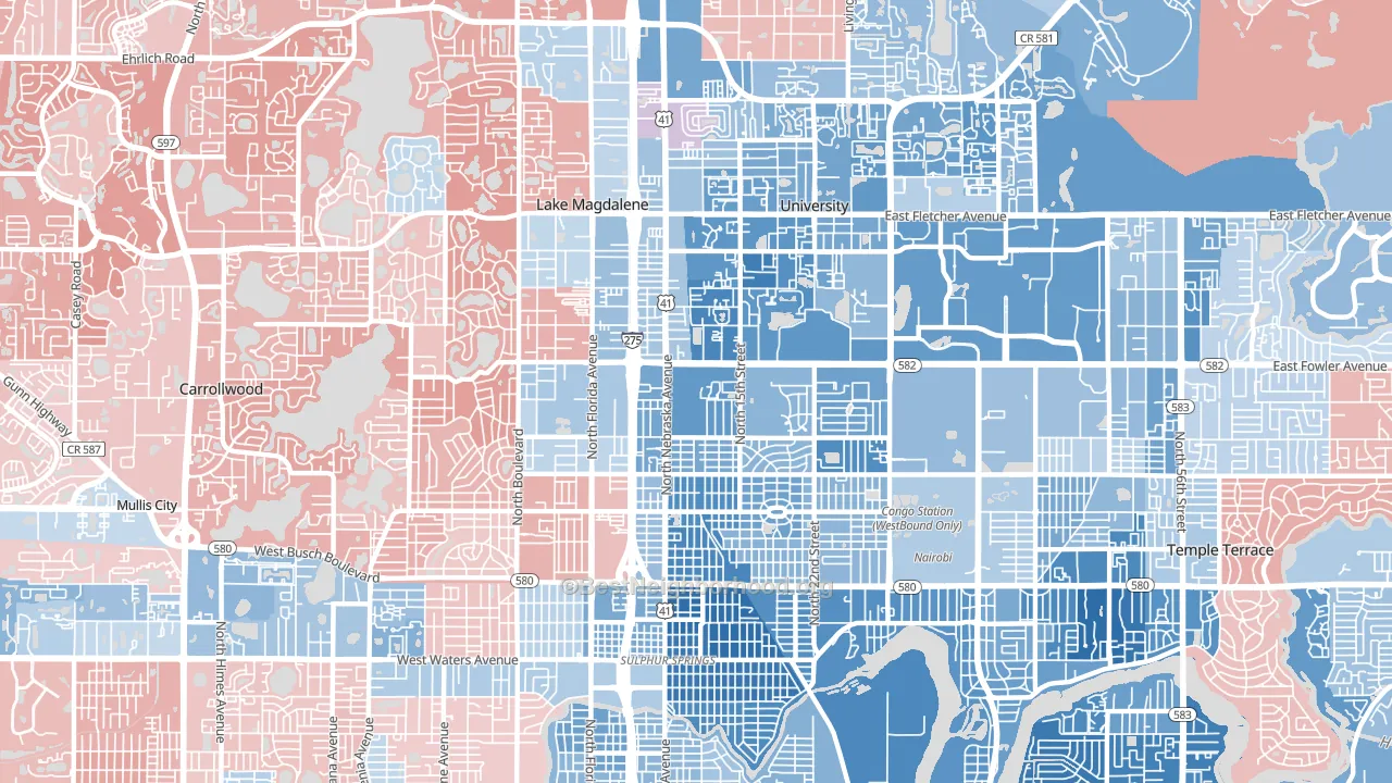 33612, FL block-group political-lean map