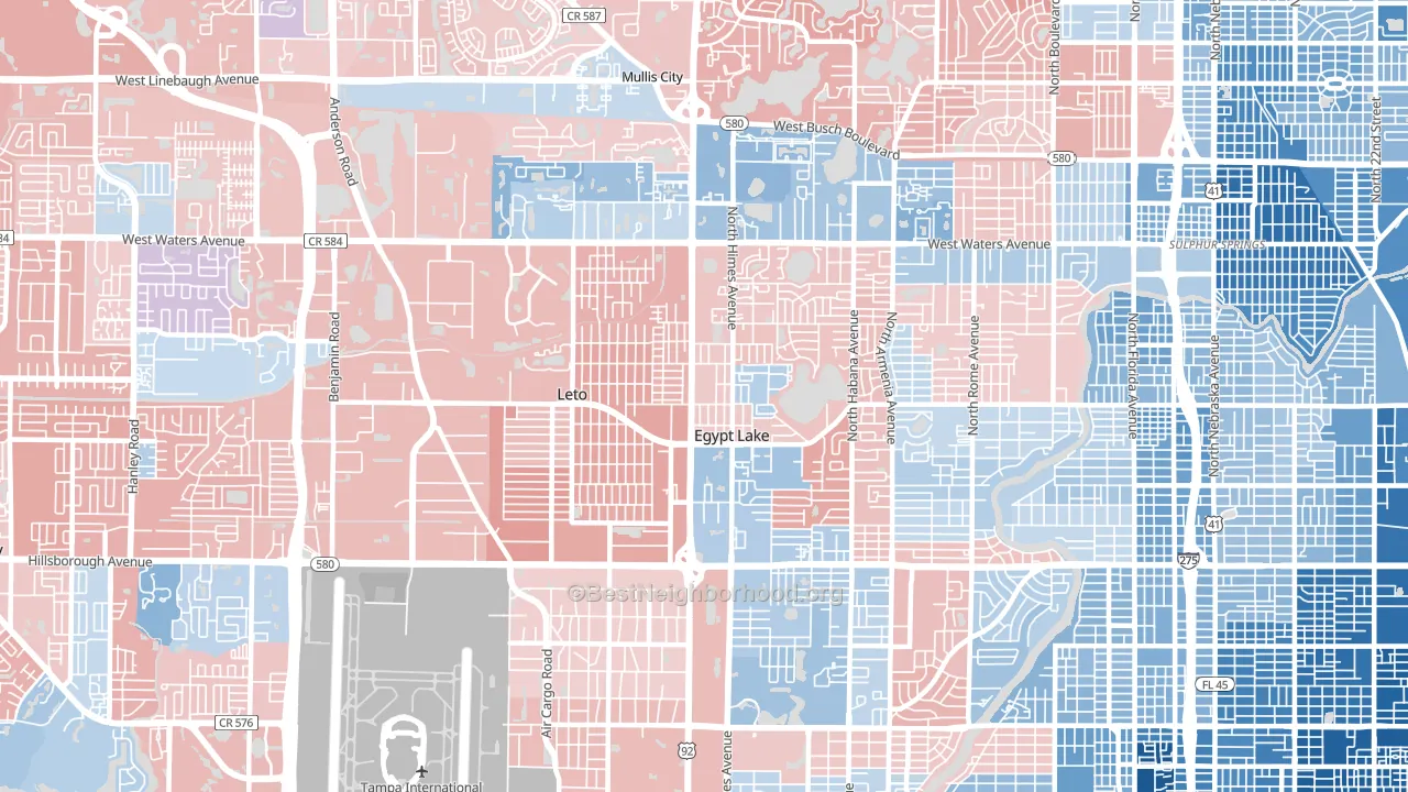33614, FL block-group political-lean map
