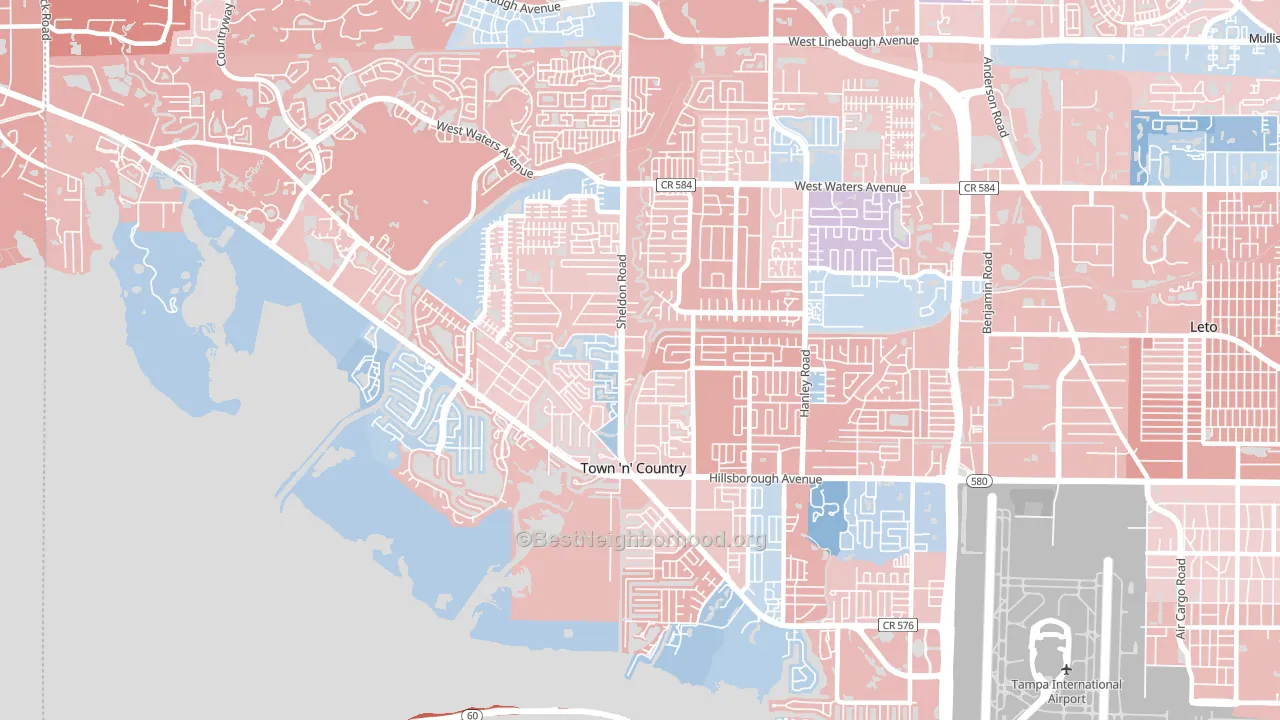 33615, FL block-group political-lean map
