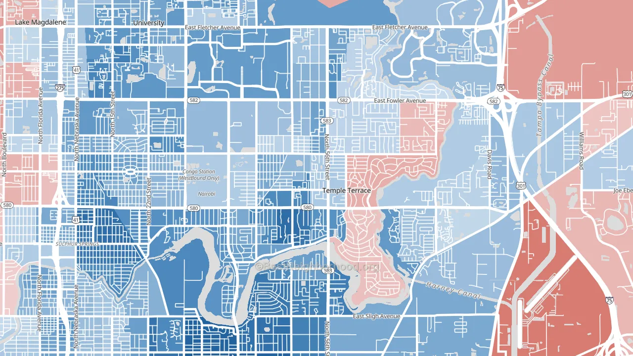 33617, FL block-group political-lean map