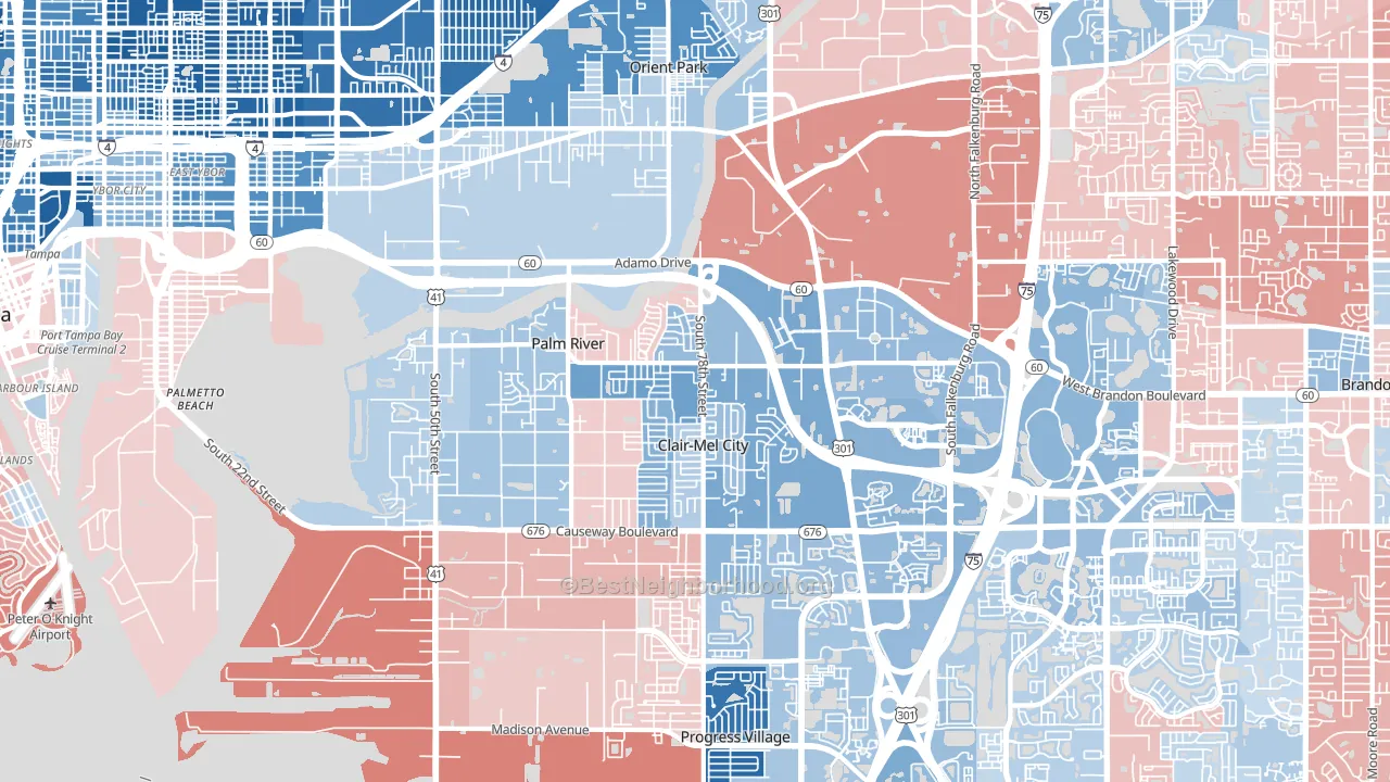 33619, FL block-group political-lean map