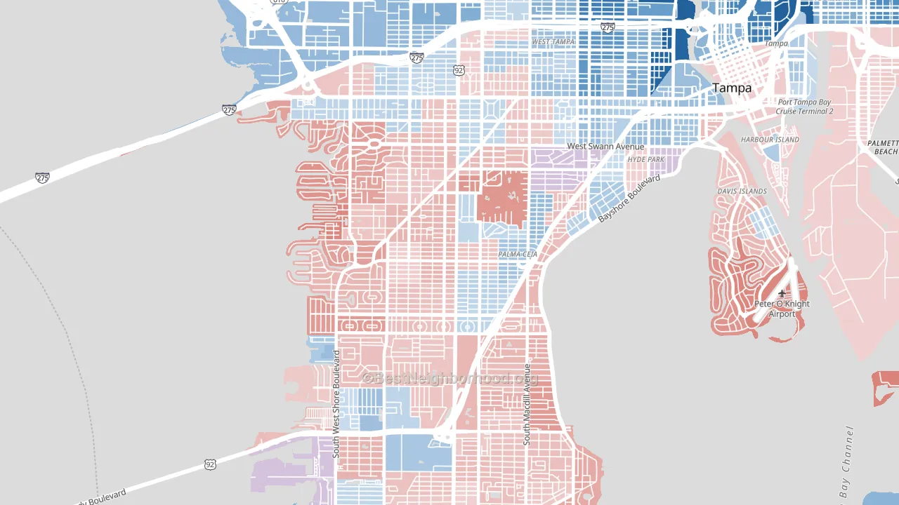 33629, FL block-group political-lean map