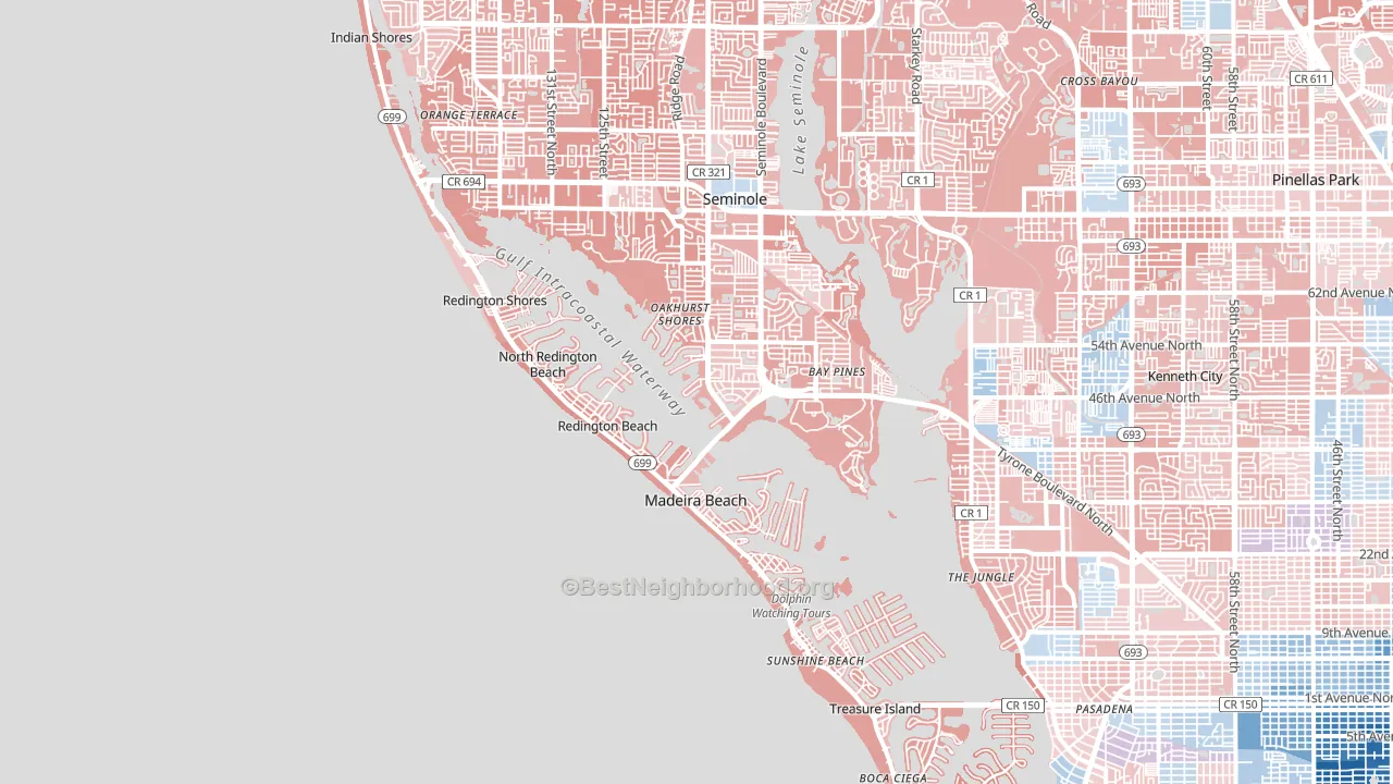 33708, FL block-group political-lean map