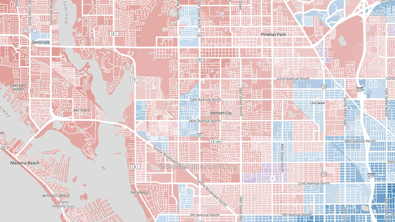 33709, FL block-group political-lean map