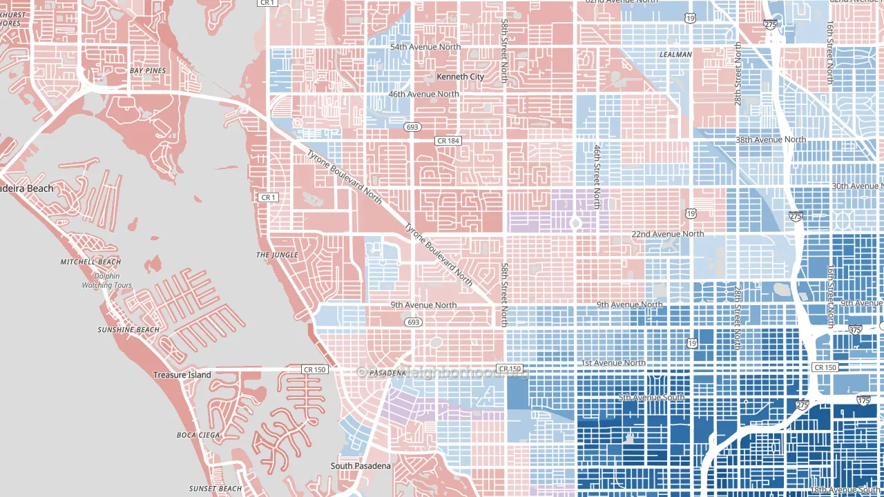 33710, FL block-group political-lean map