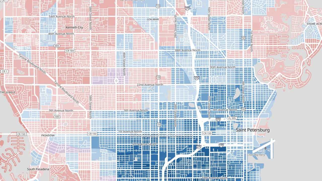 33713, FL block-group political-lean map